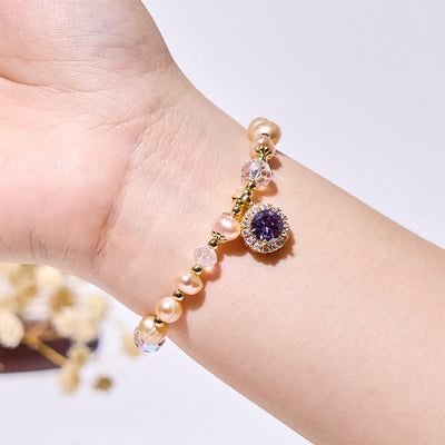 Olivenorma Süßwasserperlen Amethyst Anhänger Armband