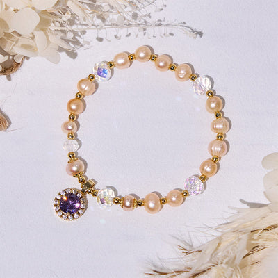 Olivenorma Süßwasserperlen Amethyst Anhänger Armband