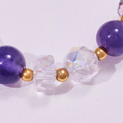 Olivenorma Armband mit Elefantenanhänger und Amethyst-Klarglasperlen