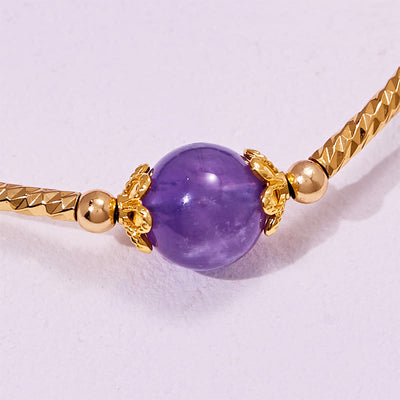 Olivenorma Amethystperlen-Armband mit achtzackigem Sternanhänger