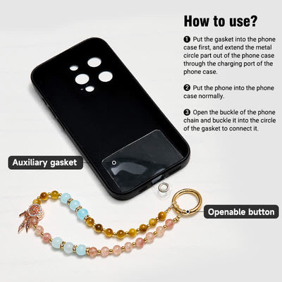 Olivenorma Tigerauge & Erdbeerquarz Schlüsselanhänger Kristall-Handyhalterung - image 3