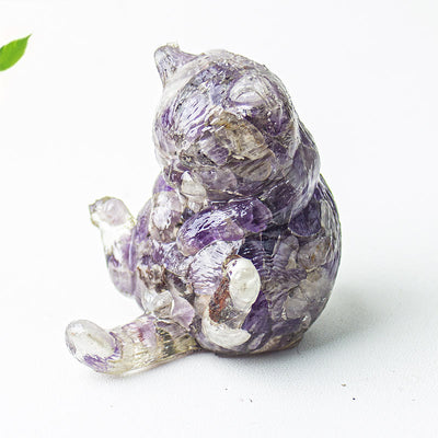 Olivenorma Kristall-Epoxid-Katze in Hitze, Edelstein-Dekoration