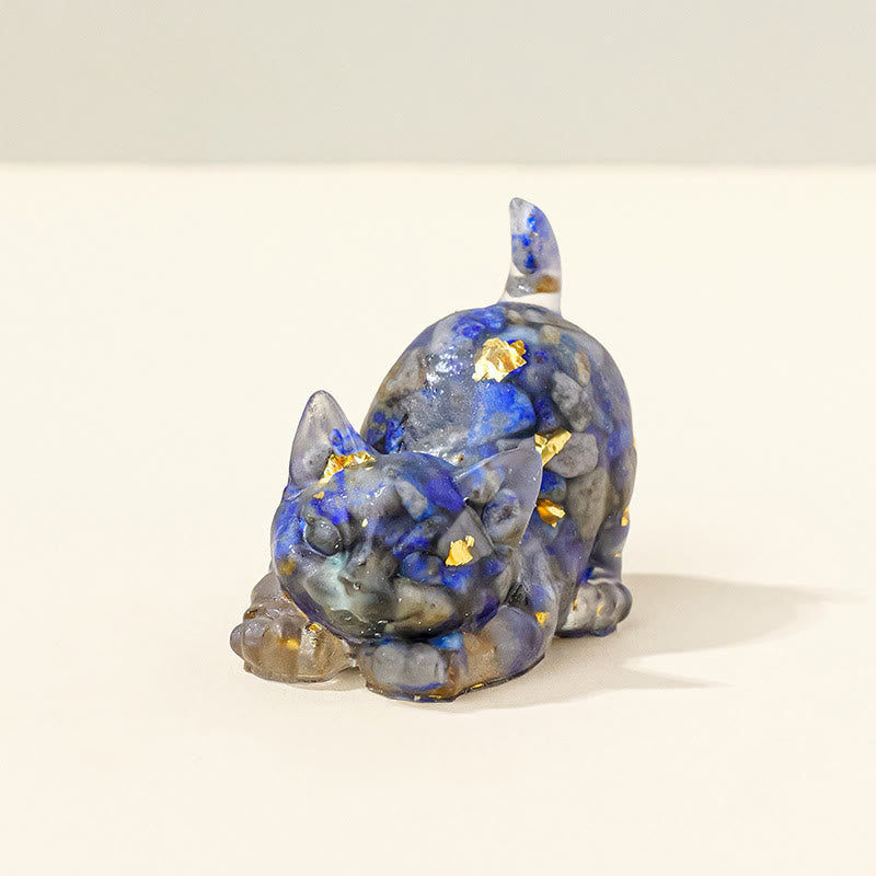 Olivenorma Glücksbringer Kristall Kätzchen Figur Edelstein Dekoration - Lapislazuli - Pose 2 - image 19