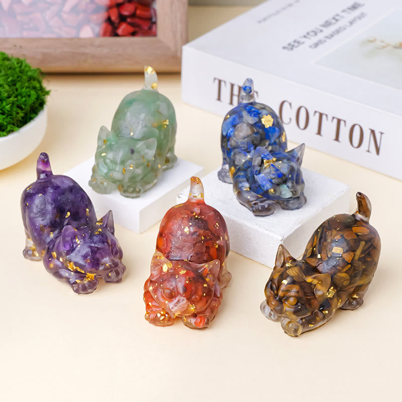 Olivenorma Glücksbringer Kristall Kätzchen Figur Edelstein Dekoration - image 3