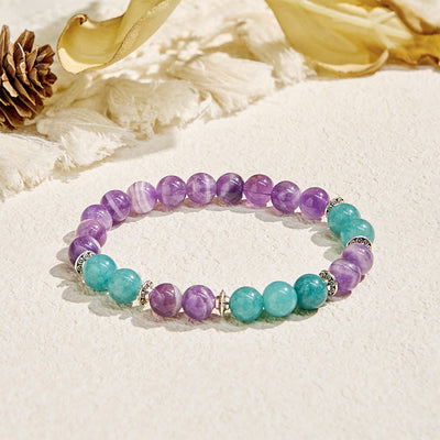 Olivenorma "Seraphic" Amethyst & Aquamarin Harmonie Armband - Naturstein - image 1