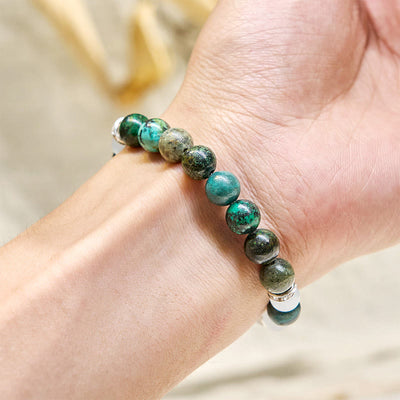 Olivenorma „Serenite Flow“ Armband mit ätherischen Ölen aus afrikanischem Türkis, beruhigend und reinigend - image 7