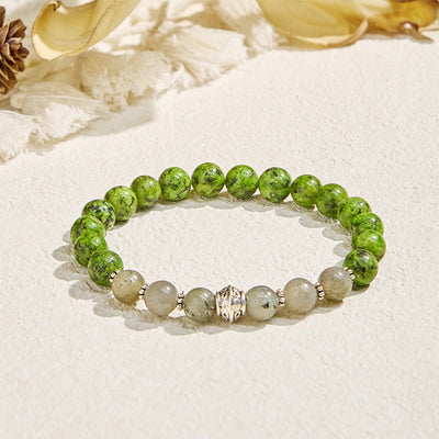 Olivenorma „Speckled Shine“ Jade & Labradorit Wachstumsarmband - Naturstein - image 1