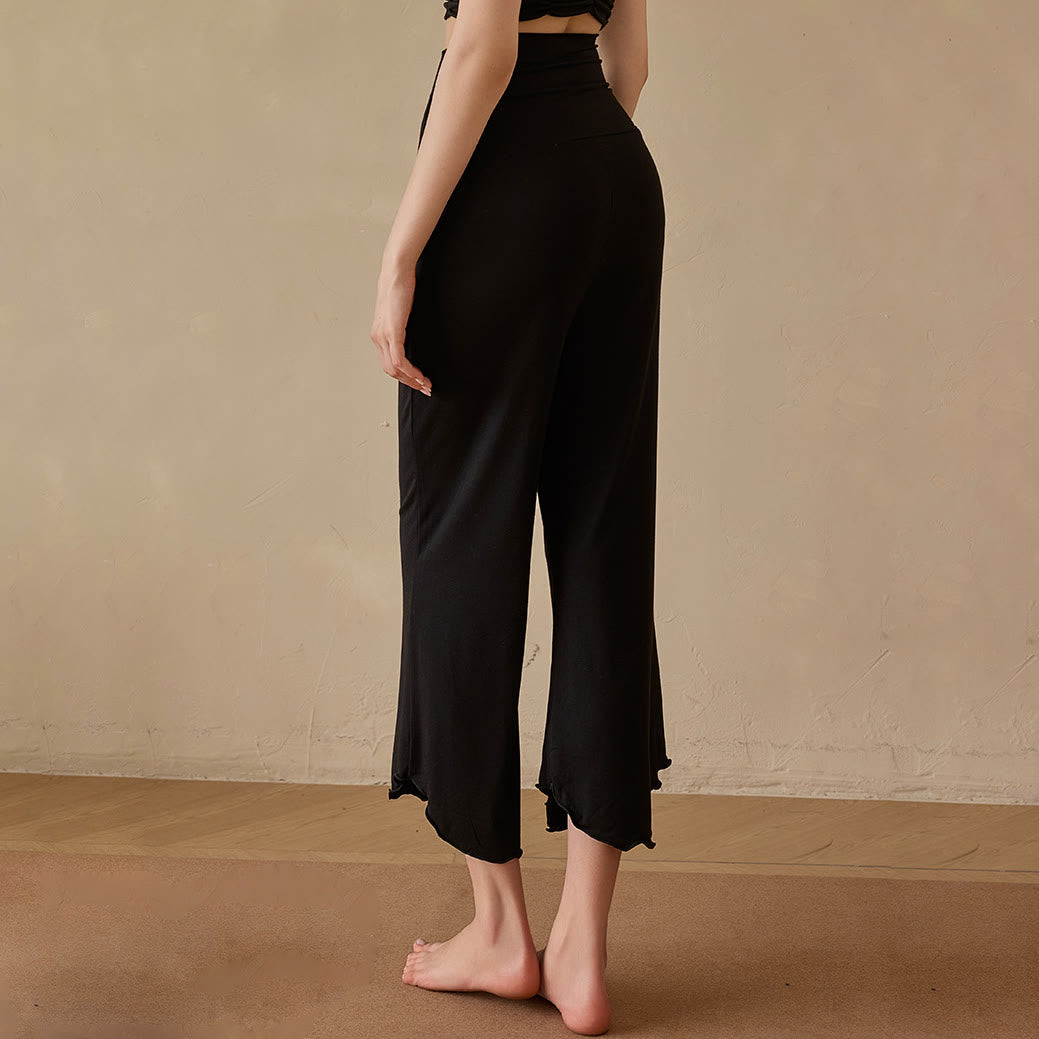 Olivenorma – Dehnbare, kurze, ausgestellte Yogahose