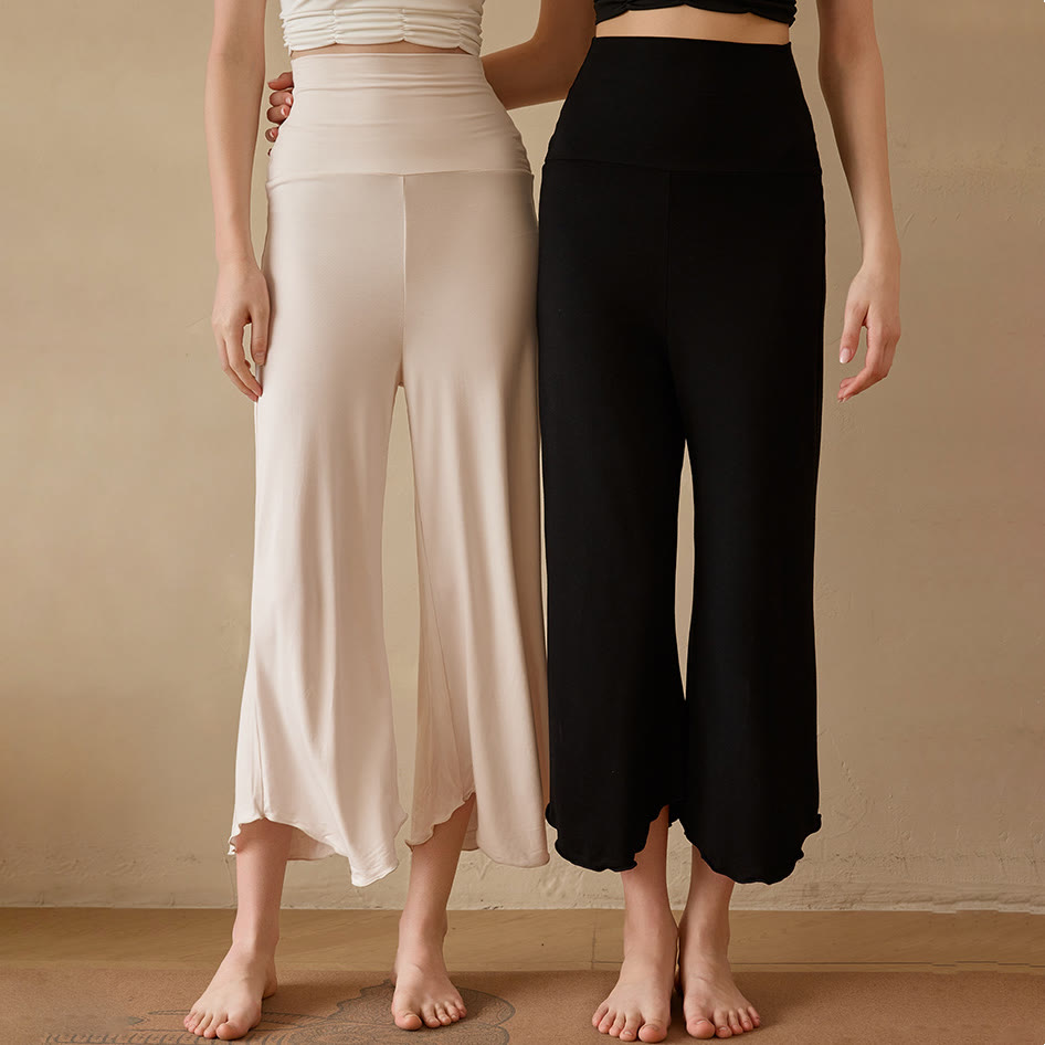 Olivenorma – Dehnbare, kurze, ausgestellte Yogahose