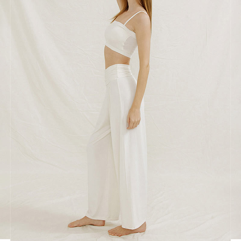 Olivenorma – Verstellbare Yogahose mit weitem Bein