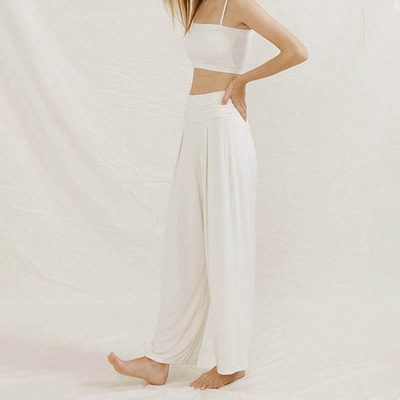 Olivenorma – Verstellbare Yogahose mit weitem Bein