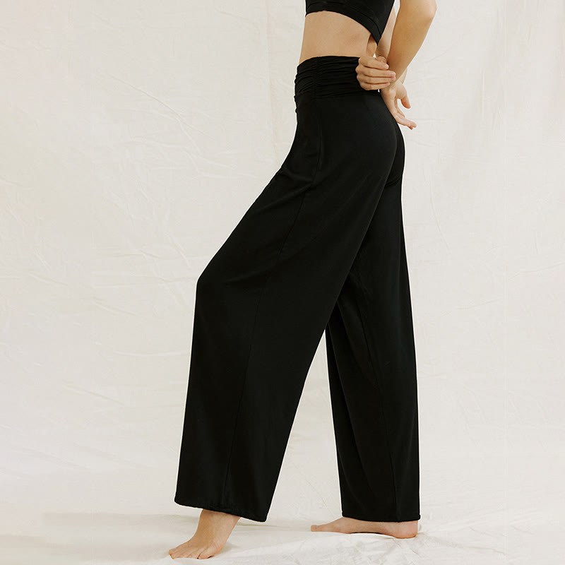 Olivenorma – Verstellbare Yogahose mit weitem Bein