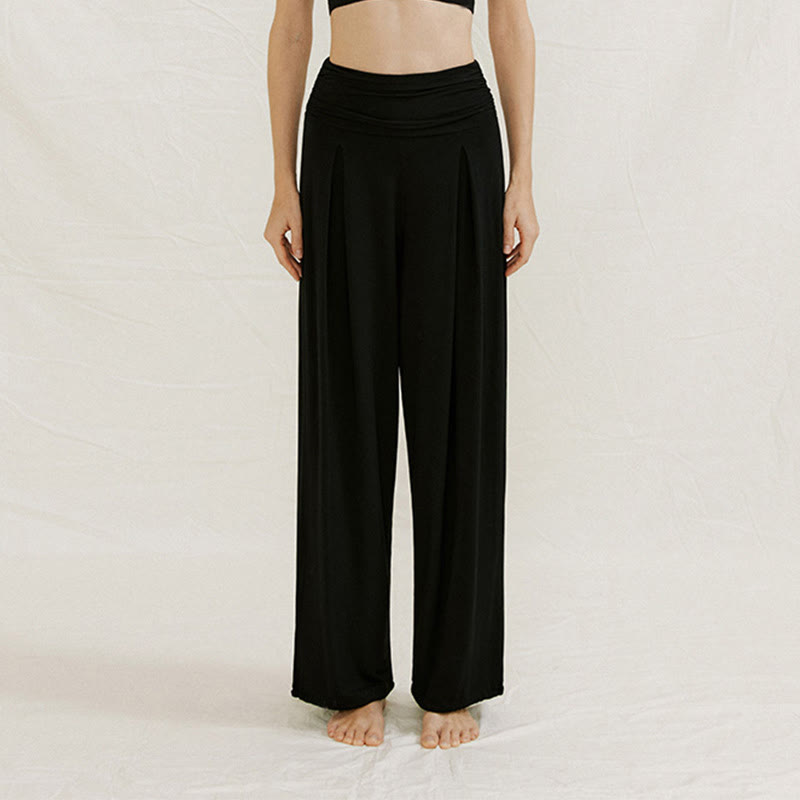 Olivenorma – Verstellbare Yogahose mit weitem Bein