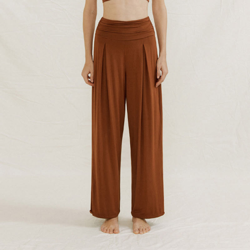 Olivenorma – Verstellbare Yogahose mit weitem Bein