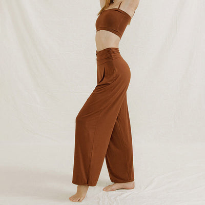 Olivenorma – Verstellbare Yogahose mit weitem Bein