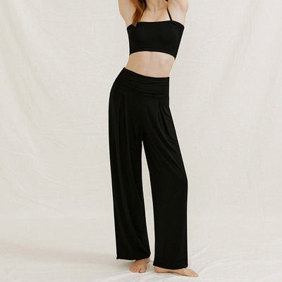 Olivenorma – Verstellbare Yogahose mit weitem Bein