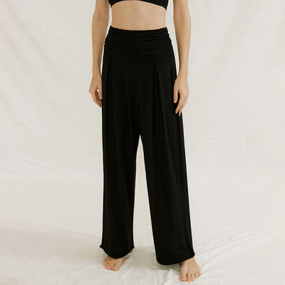 Olivenorma – Verstellbare Yogahose mit weitem Bein