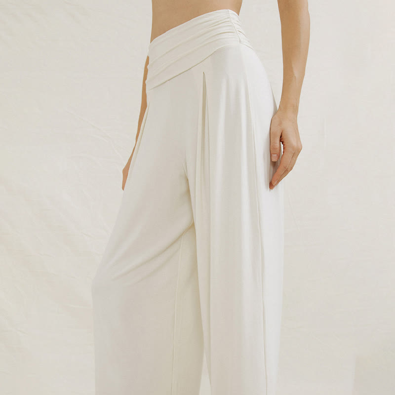 Olivenorma – Verstellbare Yogahose mit weitem Bein