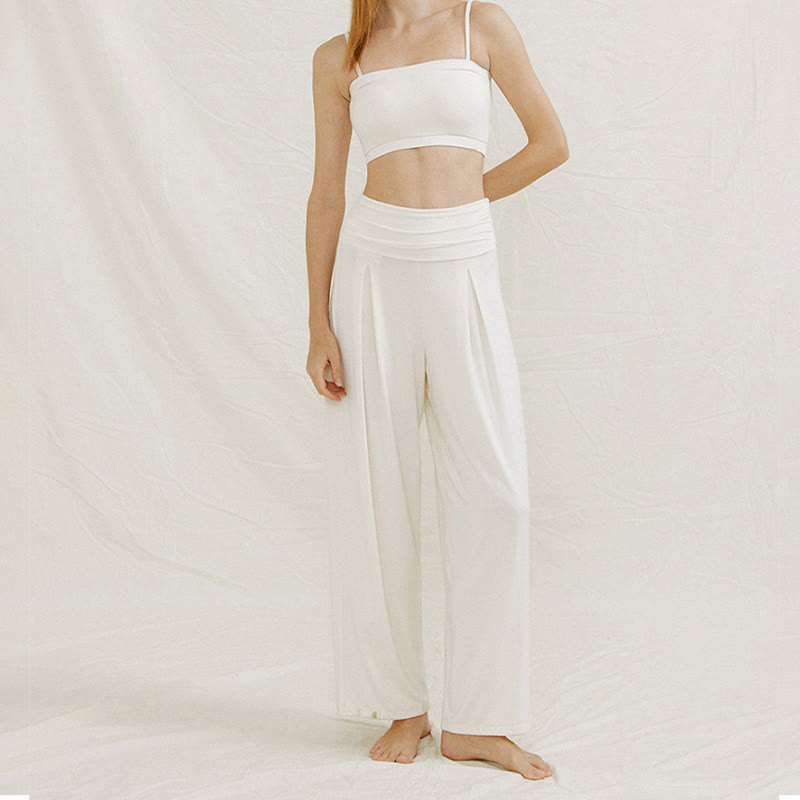 Olivenorma – Verstellbare Yogahose mit weitem Bein