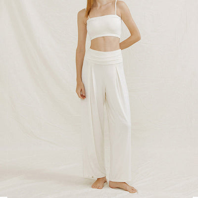 Olivenorma – Verstellbare Yogahose mit weitem Bein
