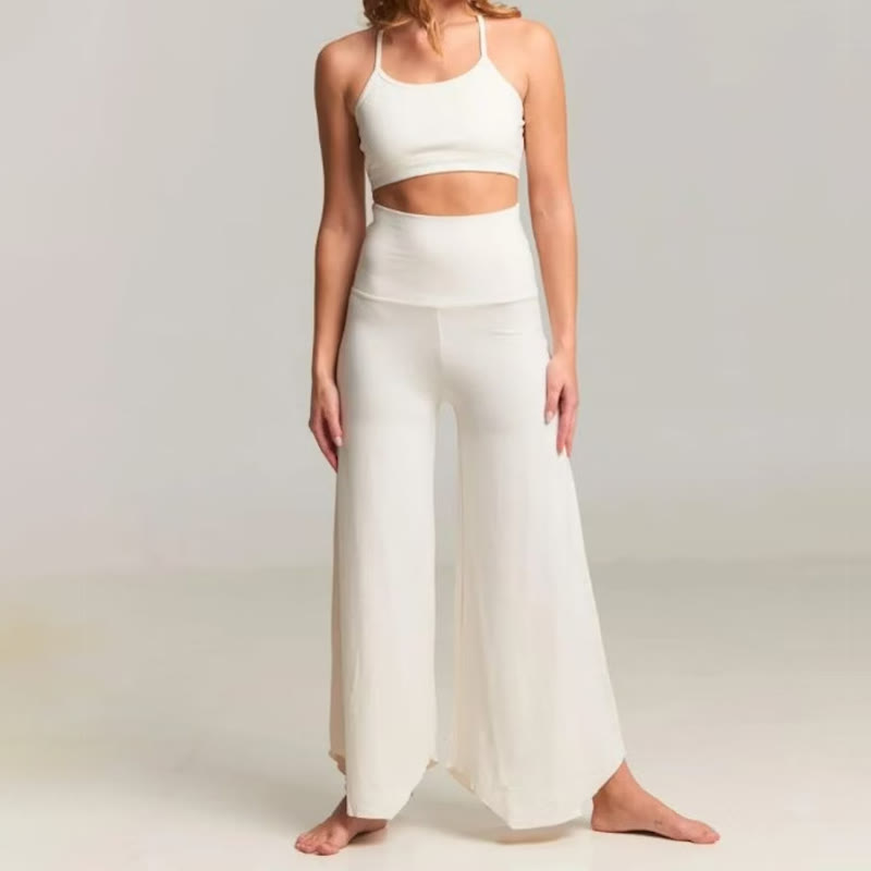 Olivenorma – Kurze Yoga-Schlaghose mit hoher Taille - Weiß - 2XL - image 7