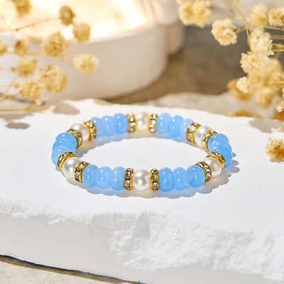 Olivenorma „Ocean Calm“ Aquamarin & Perle Inner-Peace-Armband - Naturstein - image 1