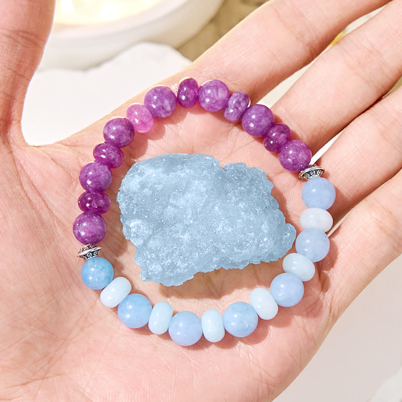 Olivenorma „Luna Mist“ Aquamarin & Amethyst Emotionales Gleichgewichtsarmband - image 2