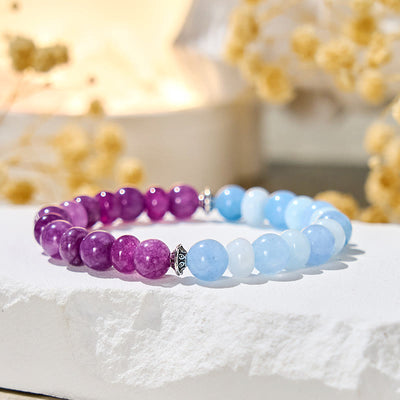 Olivenorma „Luna Mist“ Aquamarin & Amethyst Emotionales Gleichgewichtsarmband - Naturstein - image 1