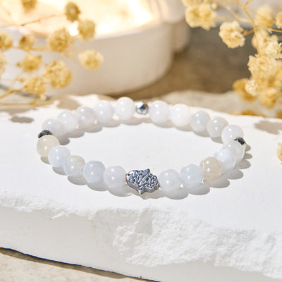 Olivenorma „Sky Whisper“ Ruhearmband aus weißem Chalcedon - Naturstein - image 1