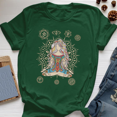 Olivenorma – Baumwoll-T-Shirt „Meditierende Göttin“