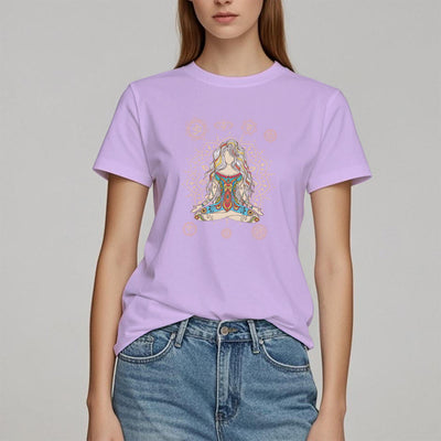 Olivenorma – Baumwoll-T-Shirt „Meditierende Göttin“