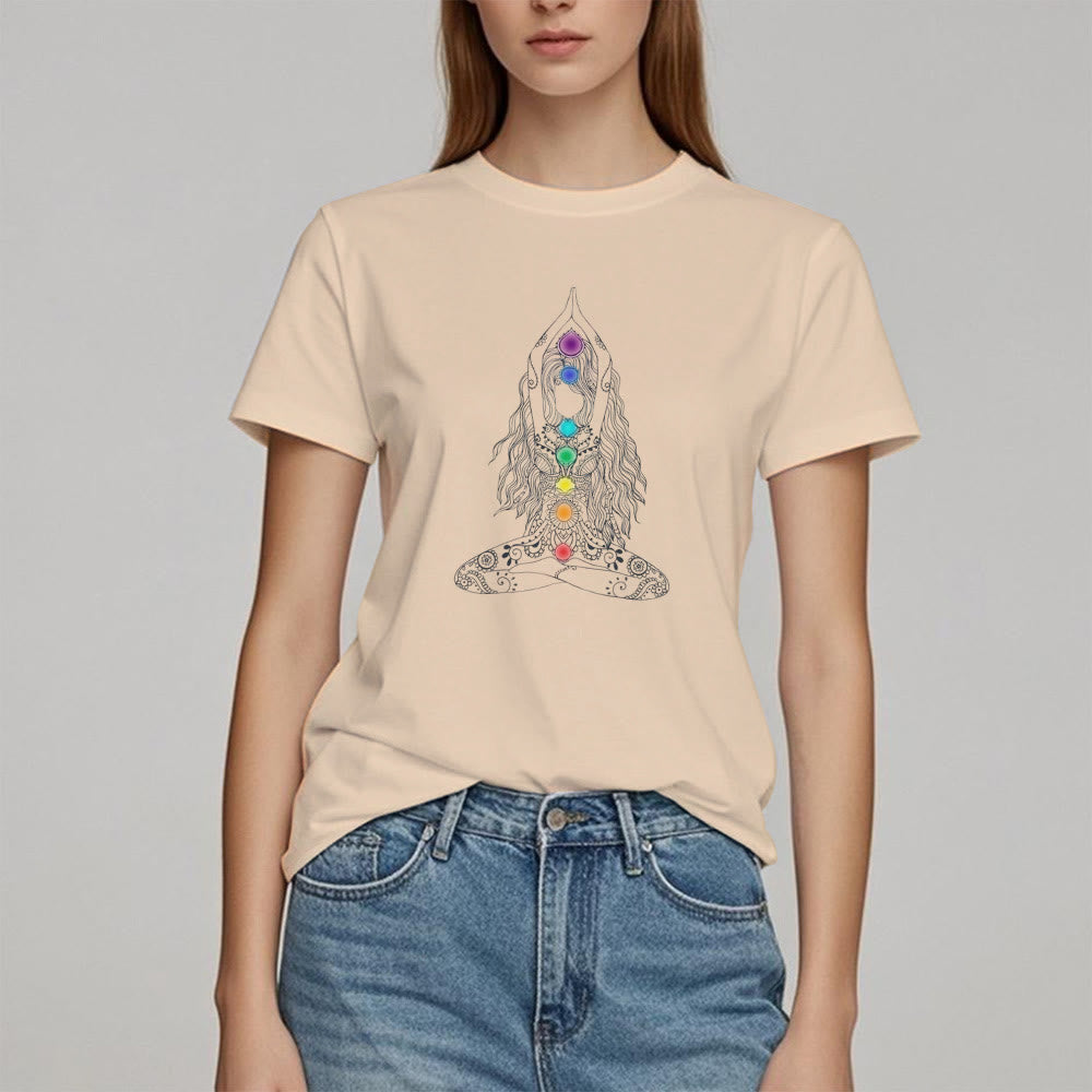 Olivenorma Chakra Meditation Baumwoll-T-Shirt