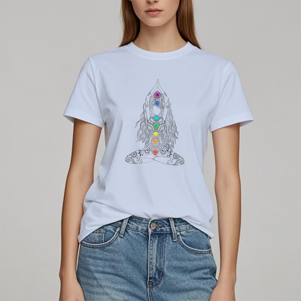 Olivenorma Chakra Meditation Baumwoll-T-Shirt