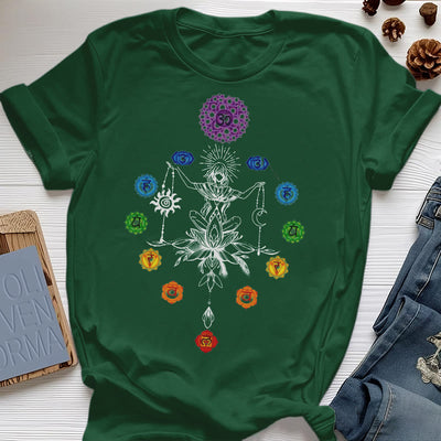 Olivenorma Verwurzeltes Chakra-Energie-T-Shirt