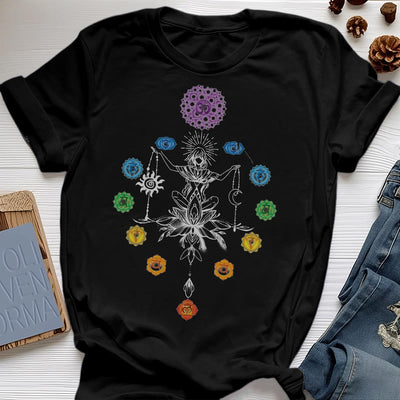 Olivenorma Verwurzeltes Chakra-Energie-T-Shirt