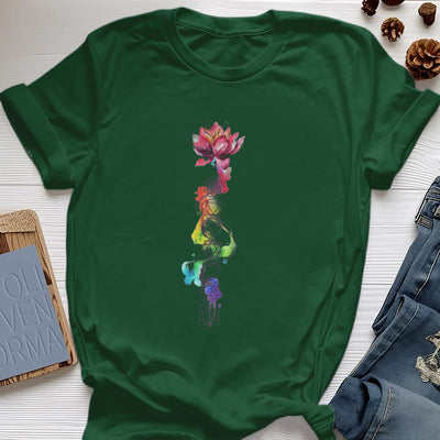 Olivenorma – T-Shirt mit Lotus-Chakra-Energie-Aquarelldruck