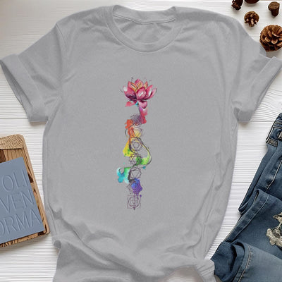 Olivenorma – T-Shirt mit Lotus-Chakra-Energie-Aquarelldruck