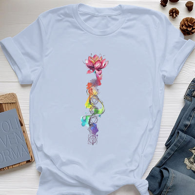 Olivenorma – T-Shirt mit Lotus-Chakra-Energie-Aquarelldruck