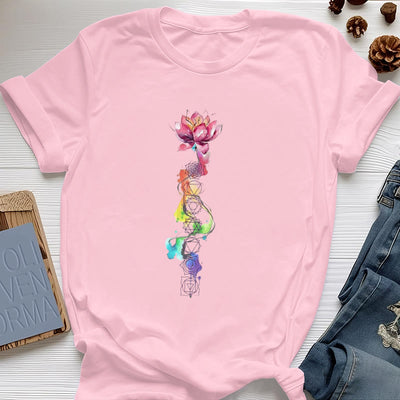 Olivenorma – T-Shirt mit Lotus-Chakra-Energie-Aquarelldruck