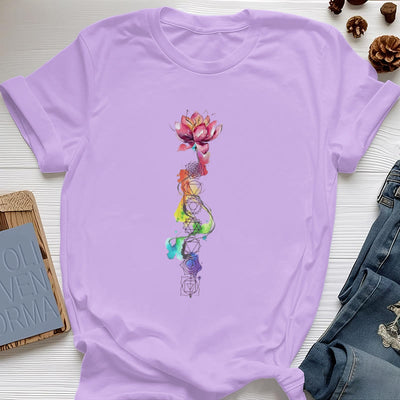 Olivenorma – T-Shirt mit Lotus-Chakra-Energie-Aquarelldruck