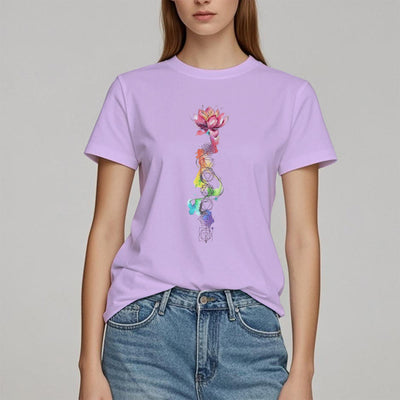 Olivenorma – T-Shirt mit Lotus-Chakra-Energie-Aquarelldruck