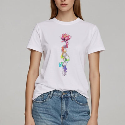 Olivenorma – T-Shirt mit Lotus-Chakra-Energie-Aquarelldruck