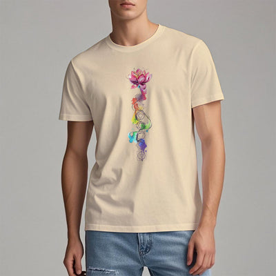 Olivenorma – T-Shirt mit Lotus-Chakra-Energie-Aquarelldruck