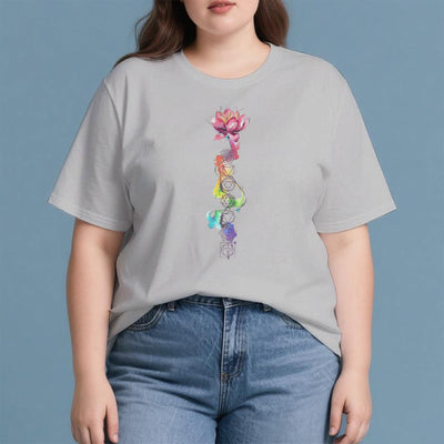Olivenorma – T-Shirt mit Lotus-Chakra-Energie-Aquarelldruck