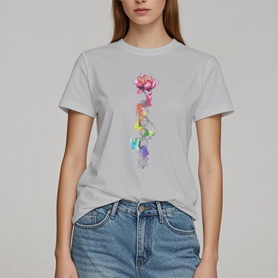 Olivenorma – T-Shirt mit Lotus-Chakra-Energie-Aquarelldruck