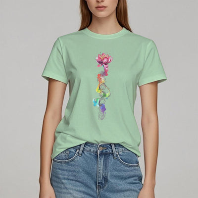 Olivenorma – T-Shirt mit Lotus-Chakra-Energie-Aquarelldruck