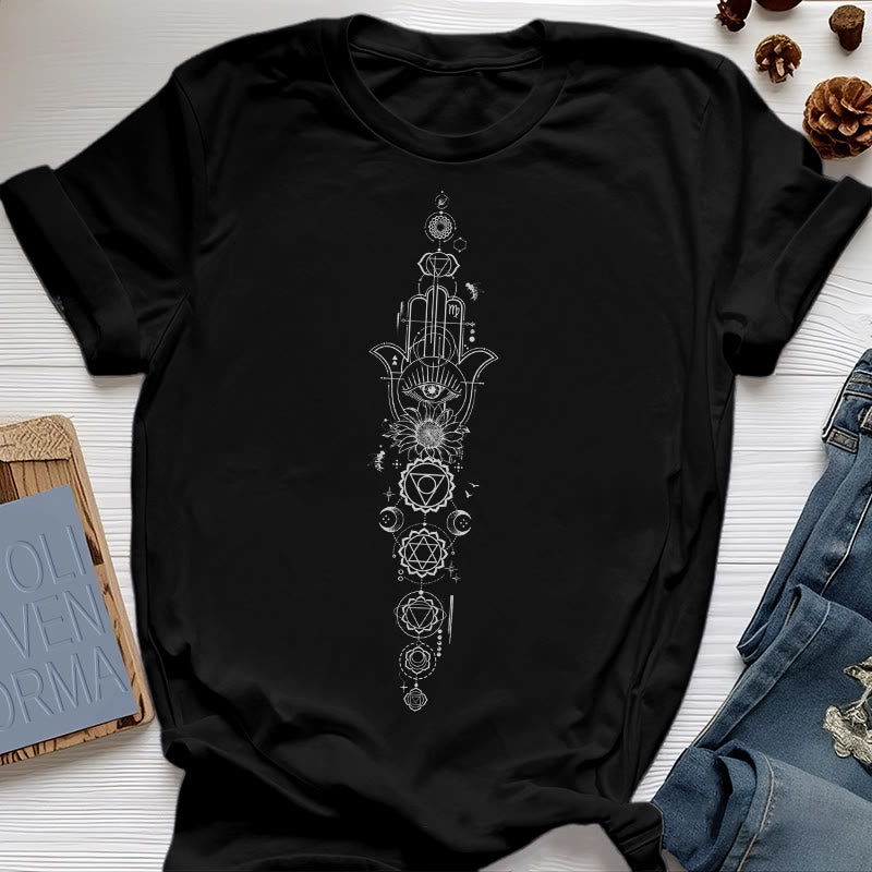 Olivenorma Hamsa Evil Eye Chakra Schutz Meditation T-Shirt