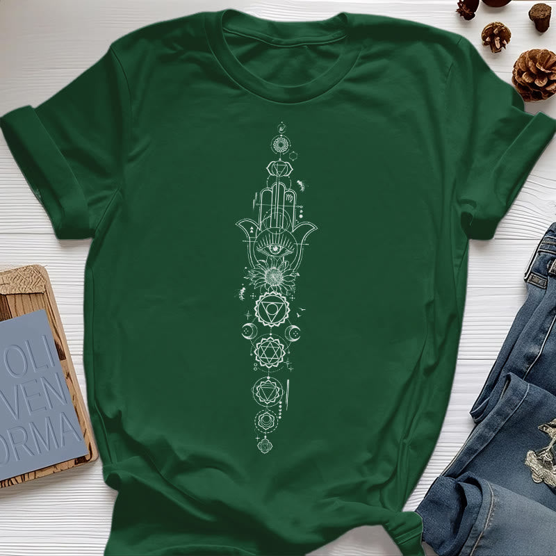 Olivenorma Hamsa Evil Eye Chakra Schutz Meditation T-Shirt