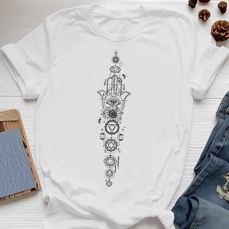 Olivenorma Hamsa Evil Eye Chakra Schutz Meditation T-Shirt