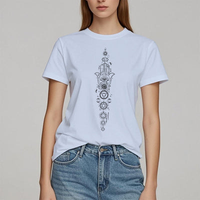 Olivenorma Hamsa Evil Eye Chakra Schutz Meditation T-Shirt